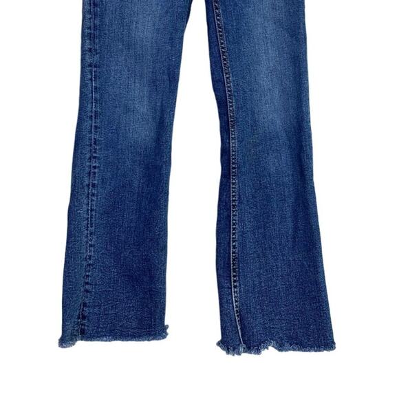 ZARA High Rise Straight Leg Raw Hem Broken In Stretchy Jean Zip 2 Blue #3926 - Picture 4 of 15